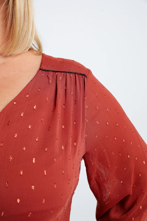 Robe en voile avec plumetis-Paprika-4