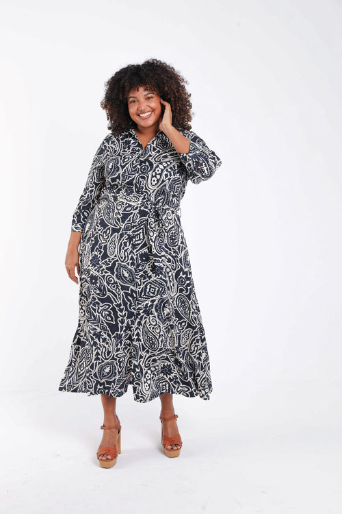 Blousejurk van viscose met paisleyprint-Paprika-9