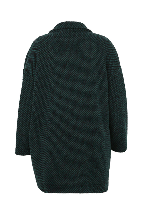 Korte, effen jas in gespikkelde stof met wol-Paprika-11