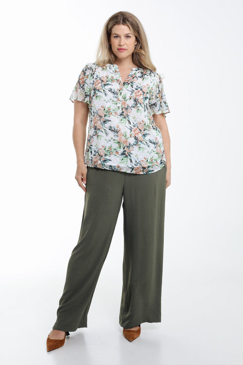 Bloemdruk blouse en plumetis-Paprika-9
