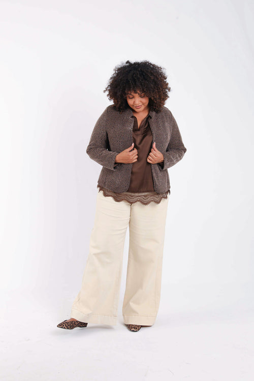 Bicolor jacquard jasje met lurex-Paprika-9