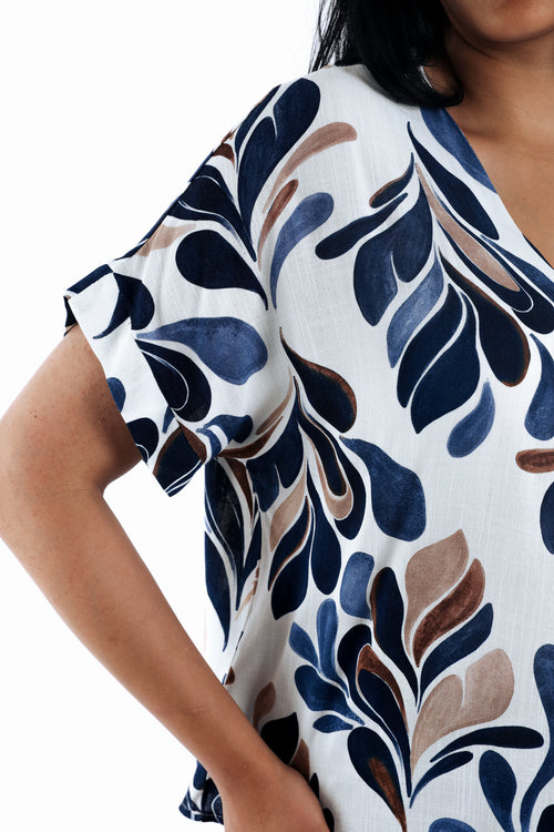 Blouse van viscose met bladprint-Paprika-4