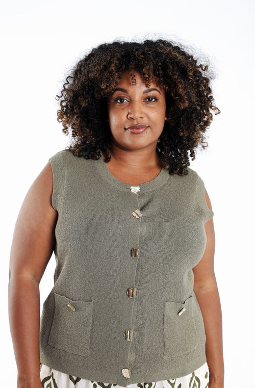 Effen mouwloos gilet-Paprika-1
