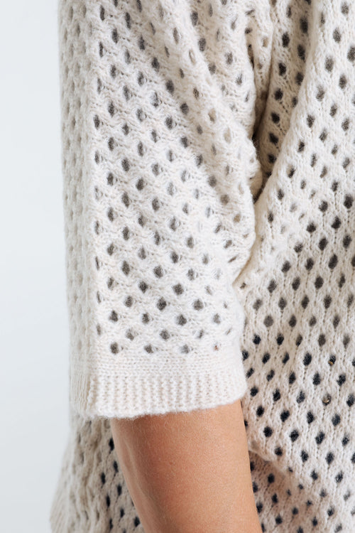 Lang, effen, opengewerkt vest in wol-Paprika-6