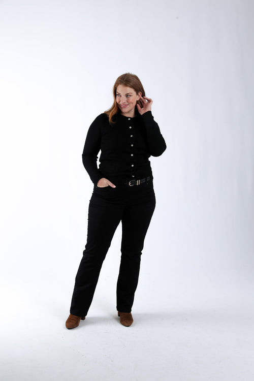 Cardigan boutonné uni avec volants-Paprika-7