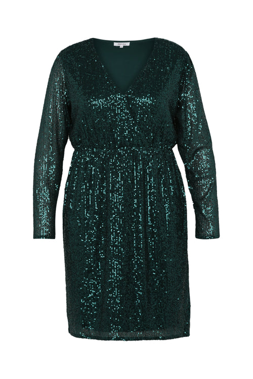 Robe à paillettes col cache-coeur-Paprika-10