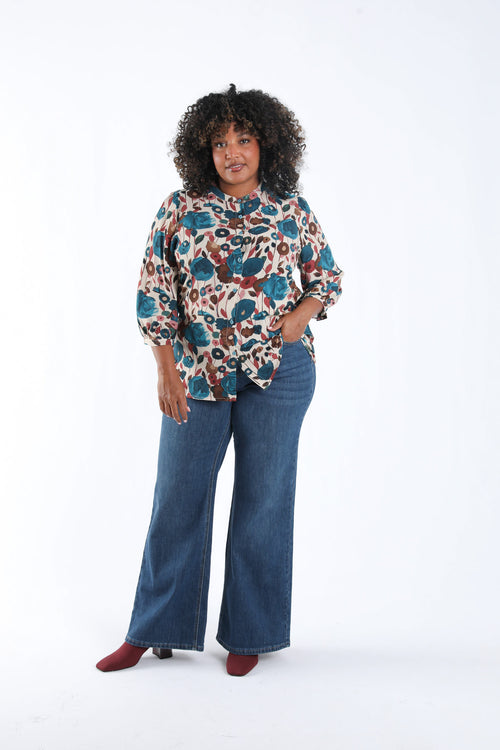 Blouse van viscose met klaproosprint-Paprika-5