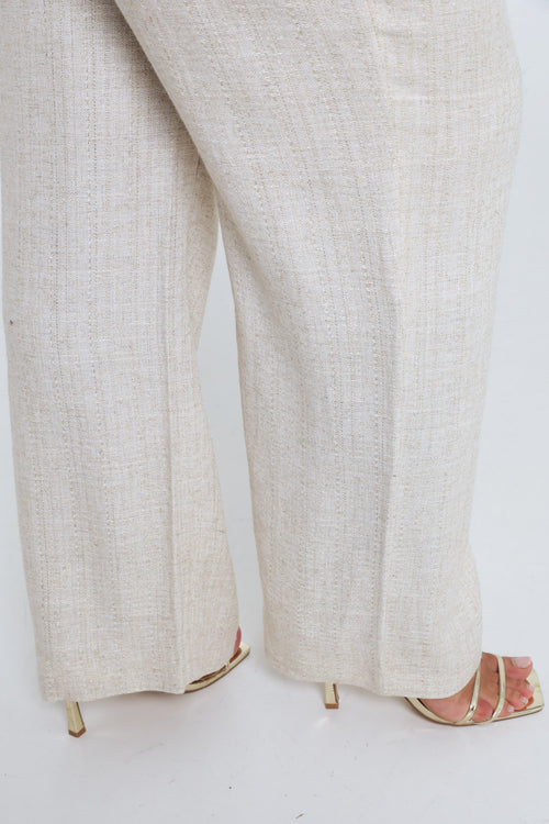 Linnen en viscose broek met lurexdetail-Paprika-4