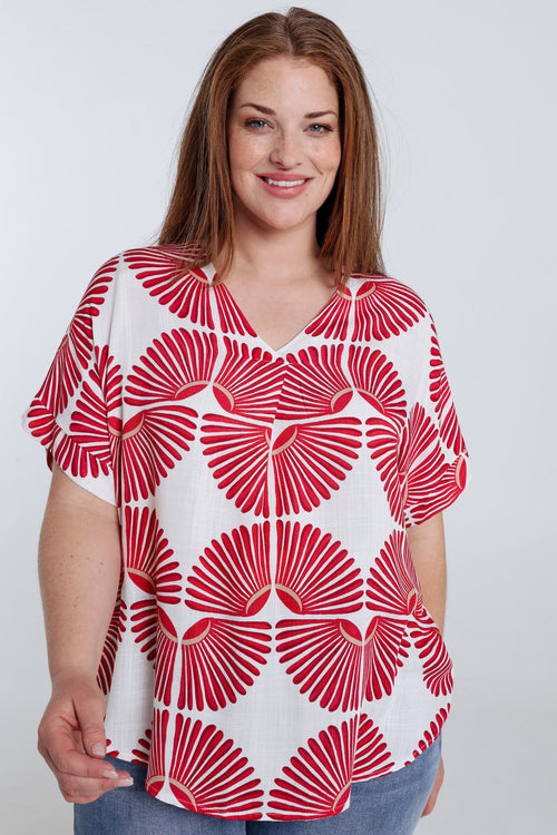 Tweeded bicolore viscose blouse-Paprika-2