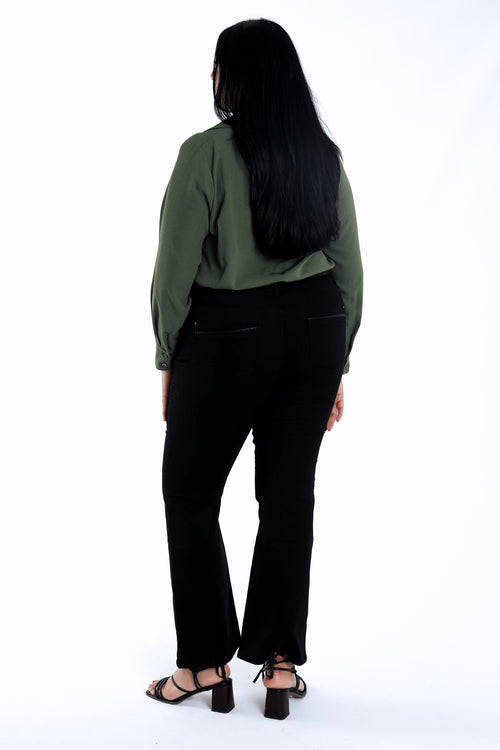 Blouse col revers unie-Paprika-2