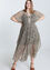 Lange jurk in voile met camouflageprint en lurex
