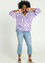 Tweekleurige blouse in viscose met frou-frou kraag