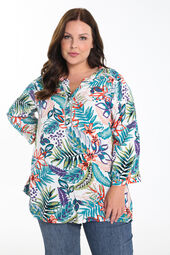 Opengewerkte blouse met Hawai print