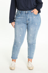 Slim 7/8-jeans 'Louise' met geborduurde vlinders